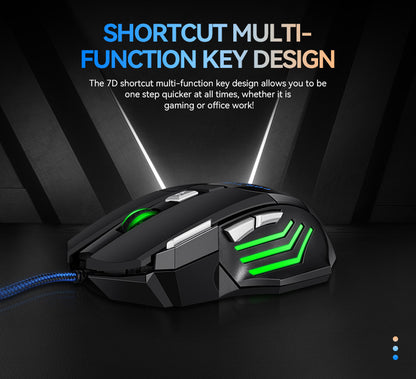 USB Wired Gaming Mouse RGB 2400 DPI Ergonomic Optical Mouse with 7 Buttons, RGB Backlit USB Wired Gaming Mouse for PC, Laptop & Office