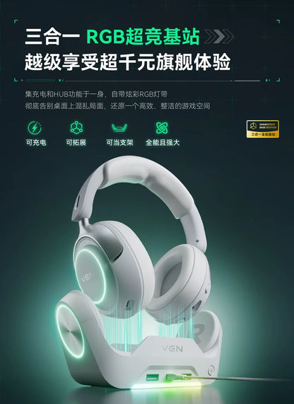VGN Zhou Series Pro Max Over-Ear Gaming Headset, Delta Game Noise-Canceling, Four-Mode Wireless PC Bluetooth Headset