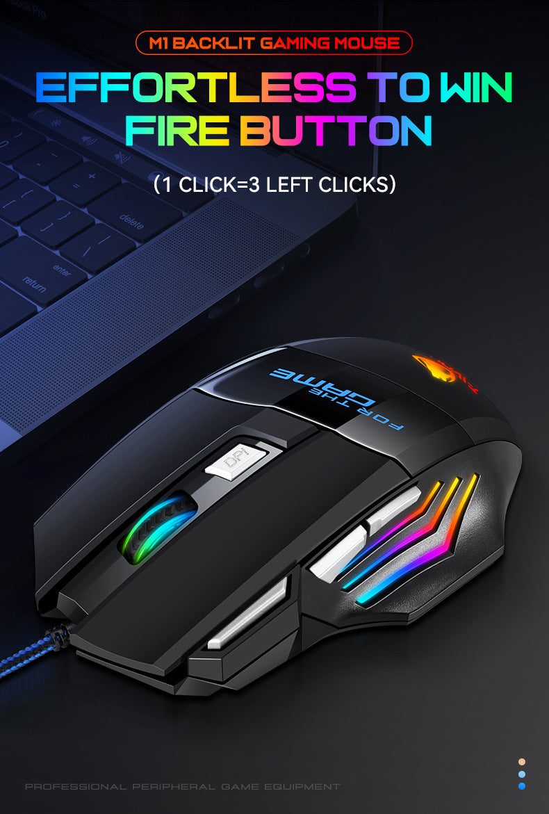 USB Wired Gaming Mouse RGB 2400 DPI Ergonomic Optical Mouse with 7 Buttons, RGB Backlit USB Wired Gaming Mouse for PC, Laptop & Office