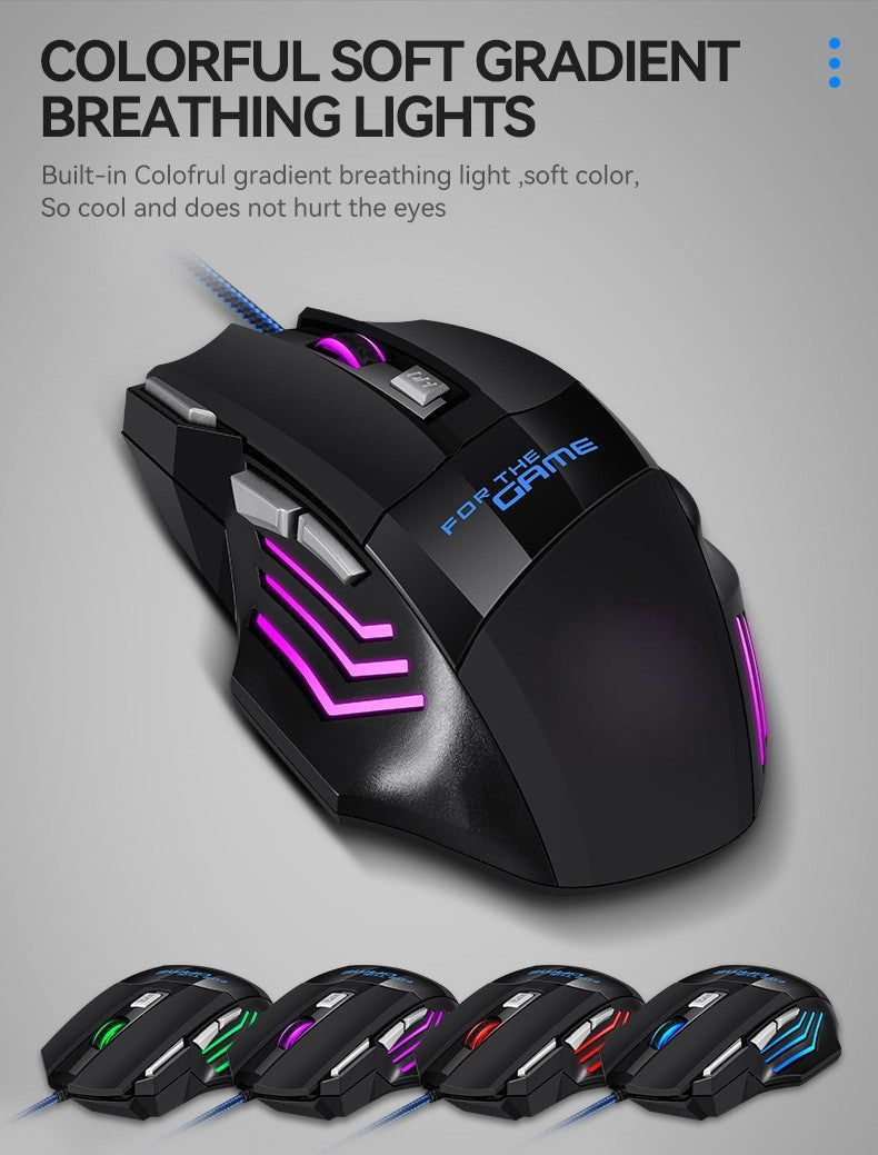 USB Wired Gaming Mouse RGB 2400 DPI Ergonomic Optical Mouse with 7 Buttons, RGB Backlit USB Wired Gaming Mouse for PC, Laptop & Office