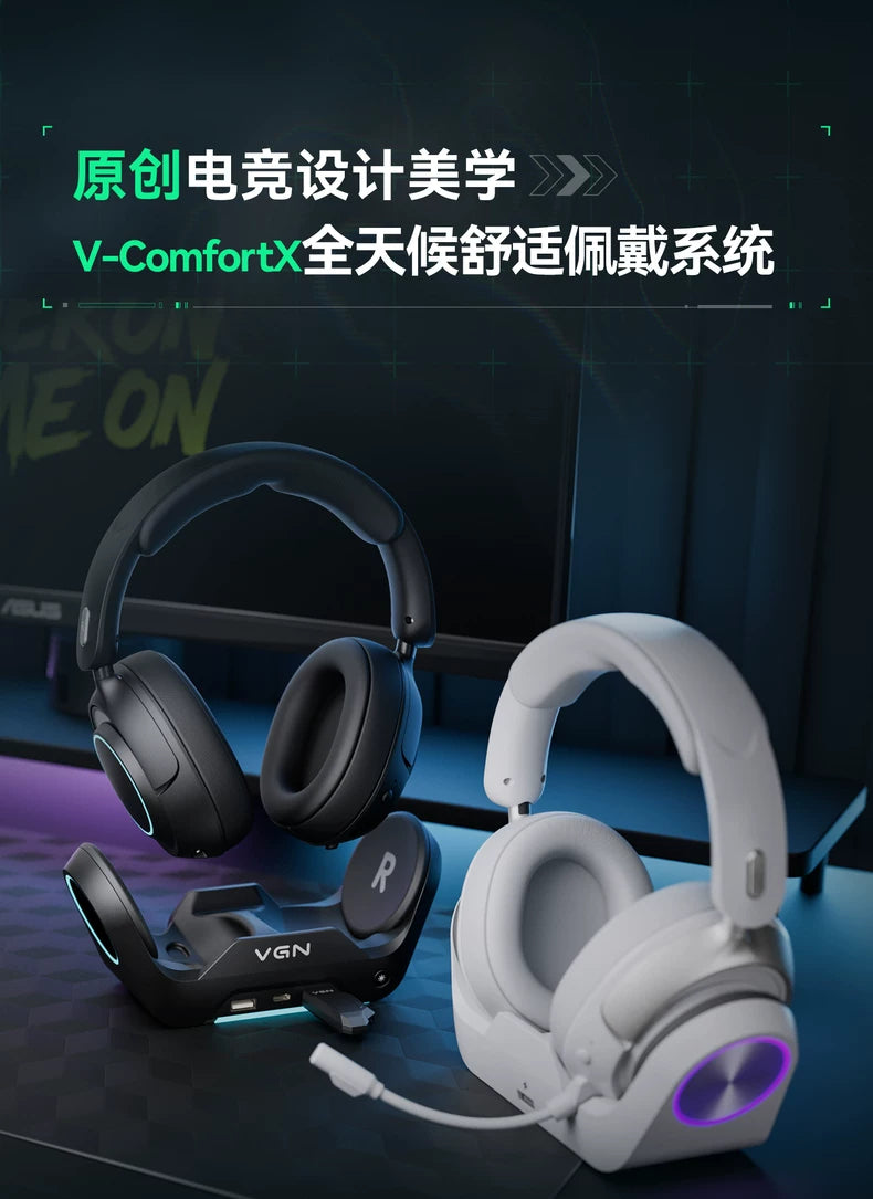 VGN Zhou Series Pro Max Over-Ear Gaming Headset, Delta Game Noise-Canceling, Four-Mode Wireless PC Bluetooth Headset