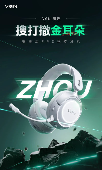 VGN Zhou Series Pro Max Over-Ear Gaming Headset, Delta Game Noise-Canceling, Four-Mode Wireless PC Bluetooth Headset