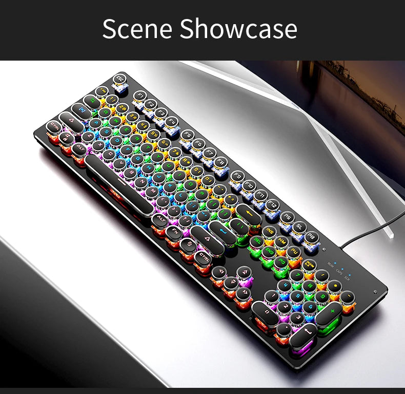 Punk Style 104-Key RGB Backlit Wired Mechanical Keyboard – Hot-Swappable Switches, for PC, Mac & Laptop Gamers
