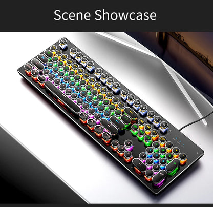 Punk Style 104-Key RGB Backlit Wired Mechanical Keyboard – Hot-Swappable Switches, for PC, Mac & Laptop Gamers