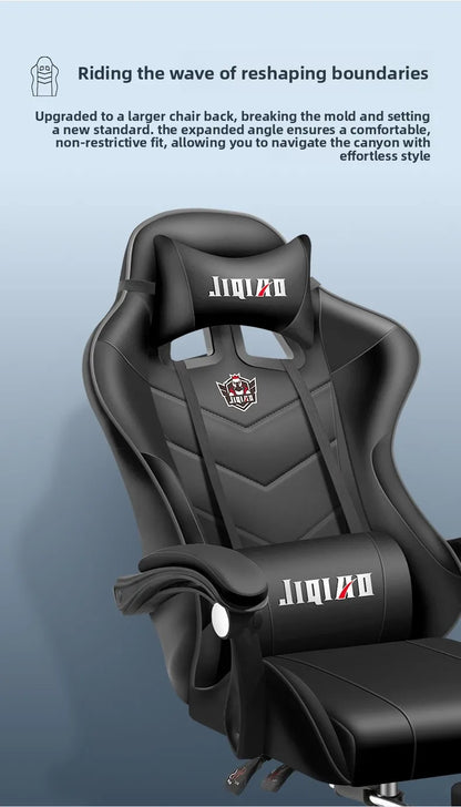 Kényelmes gamer szék, ergonomikus ülőmunka-barát játékszék, dönthető masszázsfunkcióval és forgatható kialakítással