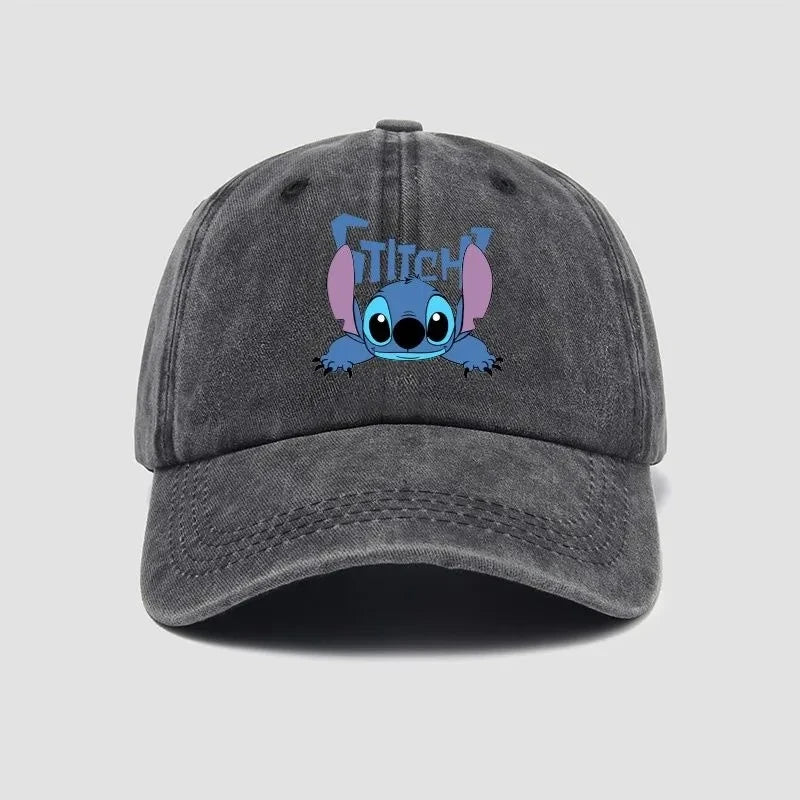 Stitch Casual Hat Kawaii Cartoon Anime Figure Baseball Caps Breathable Snapback Sun Hats Adjustable Peaked Cap Unisex Kids Gifts