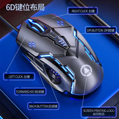 Laser Gaming Mouse for PC Gamer with LED Backlit, Ergonomic Wired USB Mouse, 3200 DPI Computer Gaming Mouse for Laptop & Desktop