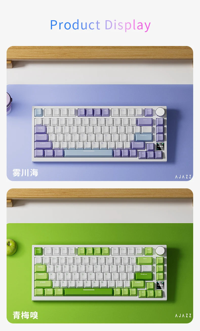 AJAZZ AK820 Pro Wireless Mechanical Gaming Keyboard Tri-Mode RGB Hot-Swappable 82-Key Compact Keyboard for PC, Mac & Laptop