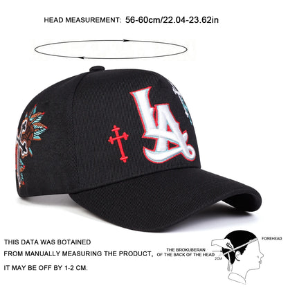 Unisex LA Letter Cross Embroidery Baseball Caps Spring and Autumn Outdoor Adjustable Casual Hats Sunscreen Hat Sports Cap