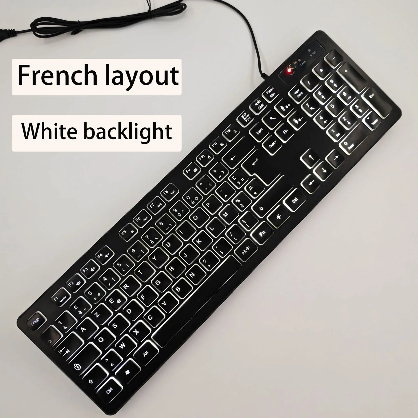 Spanisches/Französisches (AZERTY)/Russisches/Arabisches/Deutsches Tastaturlayout, beleuchtete kabelgebundene Desktop-Gaming-Tastatur für Desktop-Computer und Büro