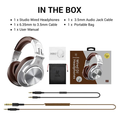 OneOdio A71 Wired Over Ear HiFi Studio DJ Headphones with Mic – Professional Monitoring Gaming Headset with Deep Bass