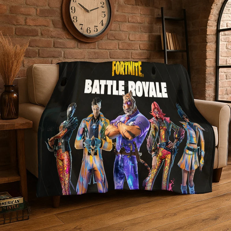 Cobertor de flanela Cartoon F-Fortnite para gamers, macio e quente, para quarto, sala de estar, cama, viagens, campismo, piquenique e oferta