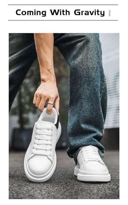 White Minimalist Sneakers For Men Comfy Leather Casual Sneakers Man Platform Skateboard Shoes Outdoor Low-cut Men's Sports Shoes