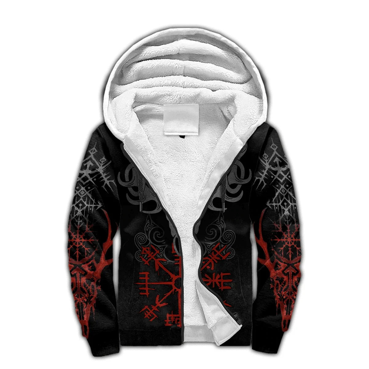 Mjolnir Odin Raven Wolf Tattoo 3D Printed Mens Winter Thicker Zip Hoodie Unisex Casual Hooded Tracksuit Warm Fleece Jacket KD16