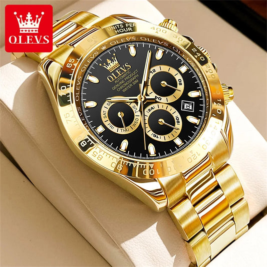 OLEVS 6638 Original Brand Classic Man Watch Luxury Automatic Mechanical Wrist Watches for Men Chronograph Waterproof Men's Watch