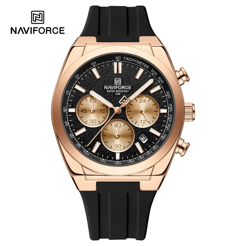 Ανδρικό ρολόι χειρός NAVIFORCE – Πολυτελές και σπορ στυλ, μηχανισμός χαλαζία, ένδειξη 24 ωρών, παράθυρο ημερομηνίας, χρονογράφος, αδιάβροχο – Ιδέα για δώρο για άνδρες