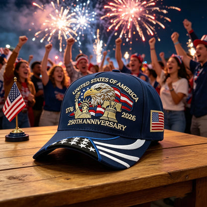 ABLECAP 250th Anniversary USA Hat Embroidered Patriotic Baseball Cap 1776-2026 Independence Day Cap Adjustable Hat for Men Women