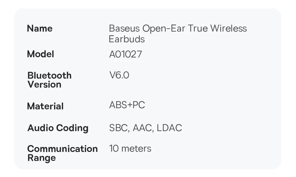 Baseus Eli Sport 2 Open-Ear Wireless Earphones Bluetooth 6.0 OWS Headphones Hi-Res with LDAC OWS Earphones Earhook Sport Earbuds