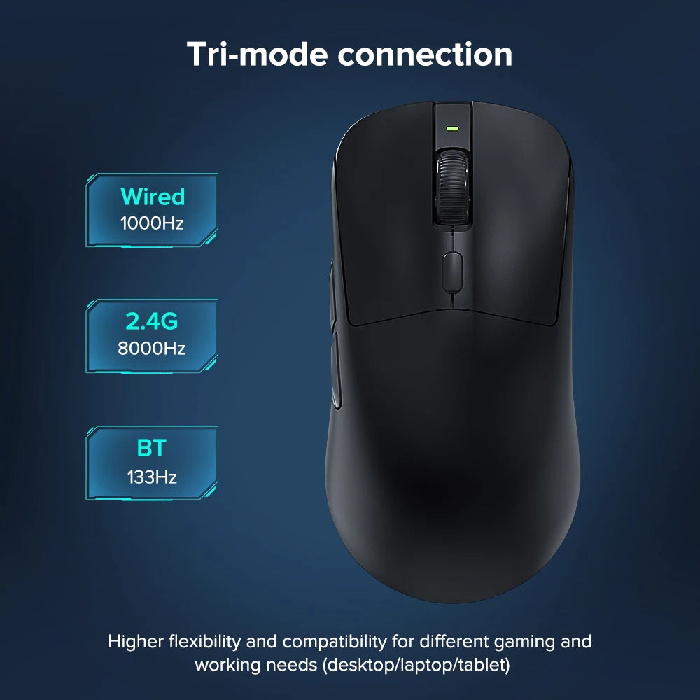 KYSONA M617 Wireless Gaming Mouse Tri-Mode Bluetooth 2.4G & Wired, PAW3395 Sensor, 26K DPI, 8000Hz Polling Rate, 59g Lightweight Rechargeable Gaming Mouse