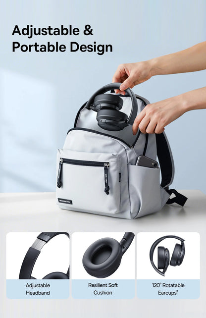 Baseus BH1 Lite Bluetooth 6.0 Wireless Headphones with Super Bass, ENC Clear Calls, 80H Playtime, Over Ear Headset for Gaming & Music