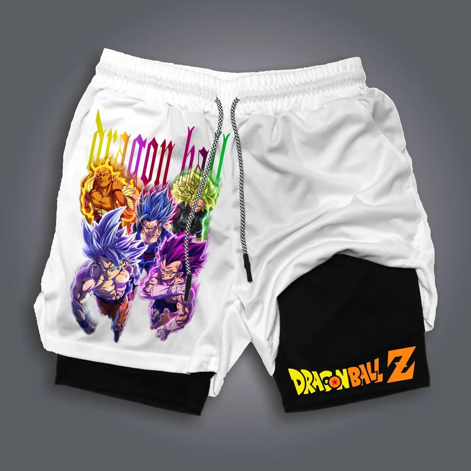 Dragon Ball Printed Men's Shorts Summer Women's Sports Compression Gym Shorts Double-Layer 2-in-1 Pant Quick-Drying Beach Shorts, produit gaming premium Fraquane