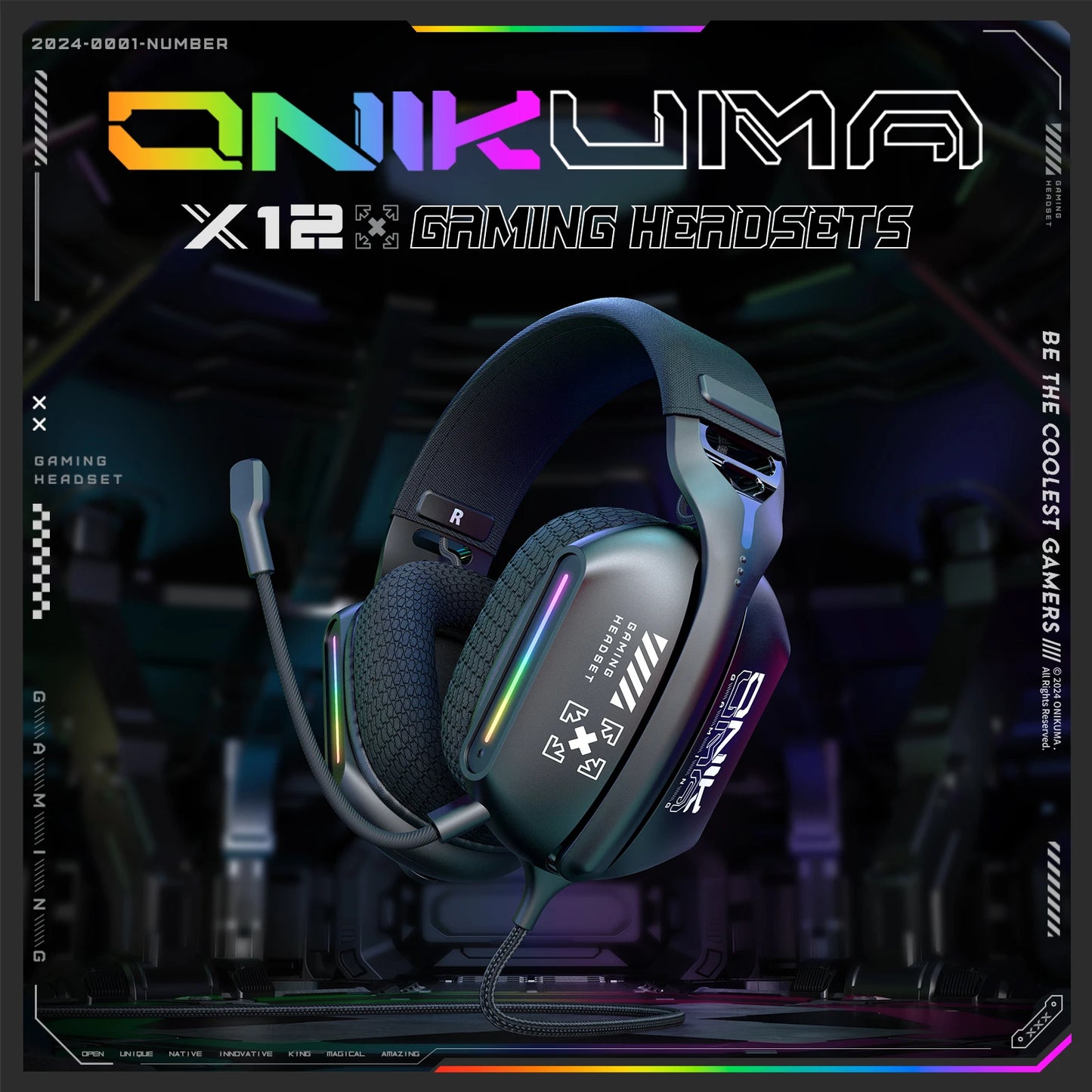 ONIKUMA Noise Cancelling Headphone Wired Game Headset Music Earphones 3.5MM Suitable For Computer Laptop With Microphone X12