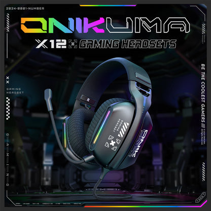 ONIKUMA Noise Cancelling Headphone Wired Game Headset Music Earphones 3.5MM Suitable For Computer Laptop With Microphone X12