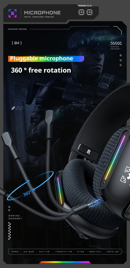 ONIKUMA GT808 Wireless Gaming Headset 2.4G/Bluetooth/Wired 3-Mode Over-Ear Gaming Headphones with Noise Cancelling Mic for PC PS4 PS5
