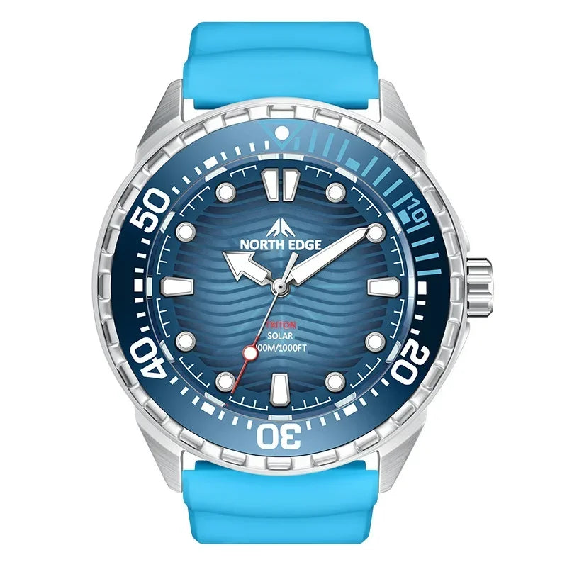 New NORTH EDGE 2026 New TRITON Solar Powered Dive Watch Men Luxury Quartz Watches for Men 316L Stainless Steel Case Waterproof 3