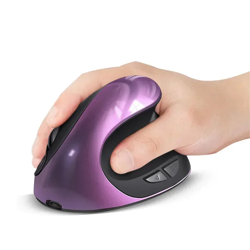 BTS-908 Ergonomic Wireless Mouse, Rechargeable Vertical Wireless Mouse with 2.4GHz USB Receiver, 1600 DPI Adjustable, 6-Button Ergonomic Mouse for Office & Laptop