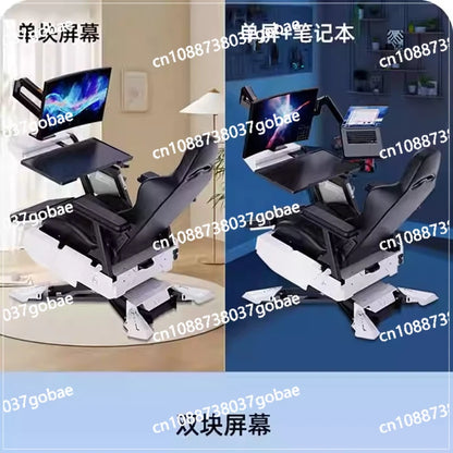 Luxury Gaming Cockpit Chair Multi Functional Office Computer Chair with Adjustable Desk, Ergonomic Long Sitting Gaming Workstation Seat