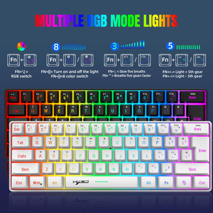 60% Wireless Gaming Keyboard, 61 Keys Triple Mode BT5.0/2.4G/USB-C Wireless Keyboard- RGB Backlit
