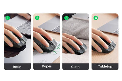 UGREEN Wireless Mouse Bluetooth 5.0 & 2.4G Ergonomic Mouse, 4000 DPI Silent Wireless Mouse with 6 Buttons for Laptop, MacBook, PC & Tablet