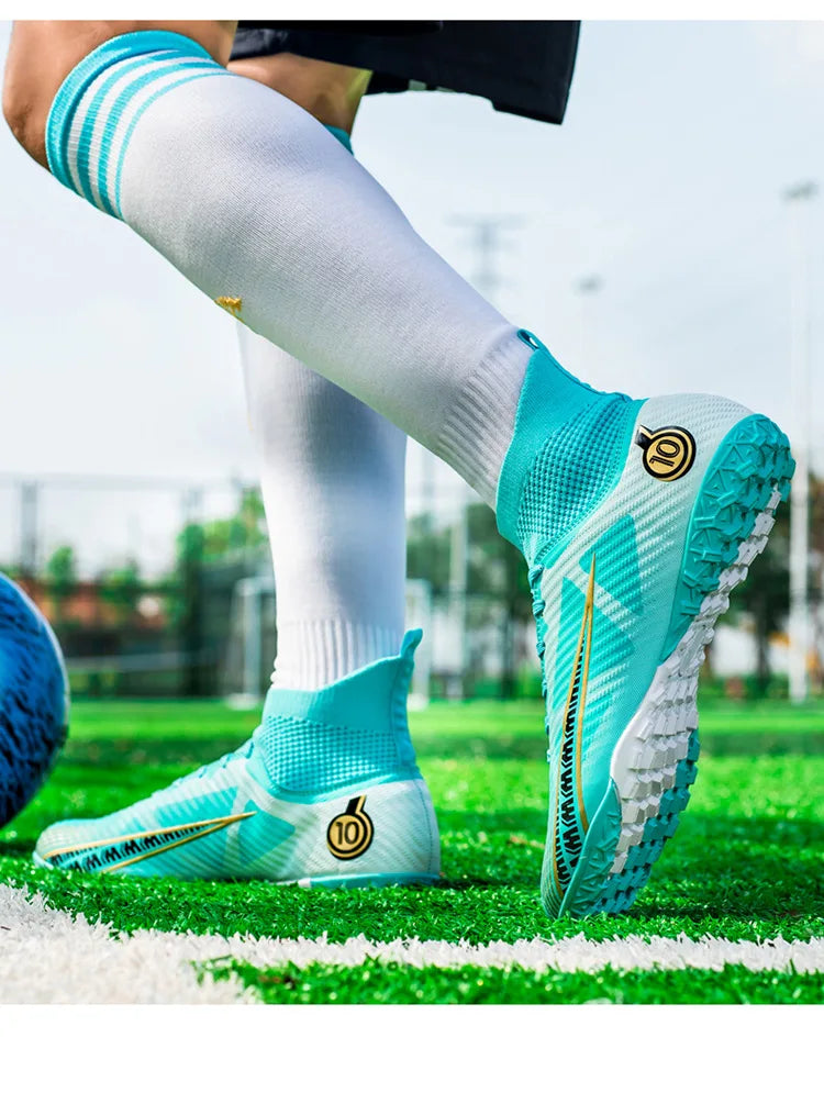 TaoBo grande taille 46 chaussettes à Tube haut chaussures de Football enfant femmes taille 33 34 baskets de Football crampons formation Sport chaussures de gazon à pointes