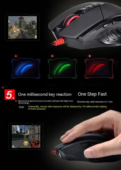 Bloody V7M trådbunden mus RGB lätt ergonomisk design 4000dpi PC kontor e-sport gaming makroprogrammerbar mus för CF LOL CS