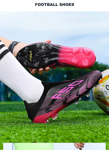 Chaussures de football pour hommes – Chaussures de football antidérapantes pour garçons – Chaussures de football d'extérieur très vendues – Chaussures de football pour gazon – Baskets de match – Crampons de haute qualité – Hautes – Légères