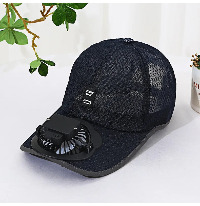 Rechargeable Fan Baseball Net Hat Sun Protection Duck Tongue Breathable Net Hat For Couples Outdoor Travel Men Women mz129