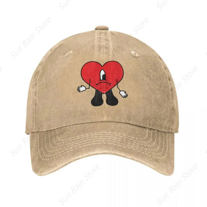 Cappellino da baseball in denim Bad Bunny con chiusura a scatto per uomo - Cappellino musicale "Un Verano Sin Ti" - Estate/Autunno - Stile vintage