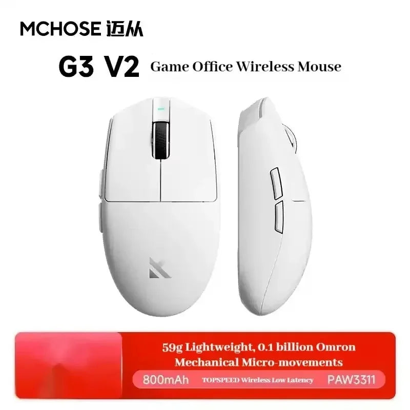 MCHOSE G3 V2 Pro Wireless Gaming Mouse PAW3395, Ultra-Lightweight Tri-Mode Bluetooth Gaming Mouse for Esports, Office & Professional Gaming