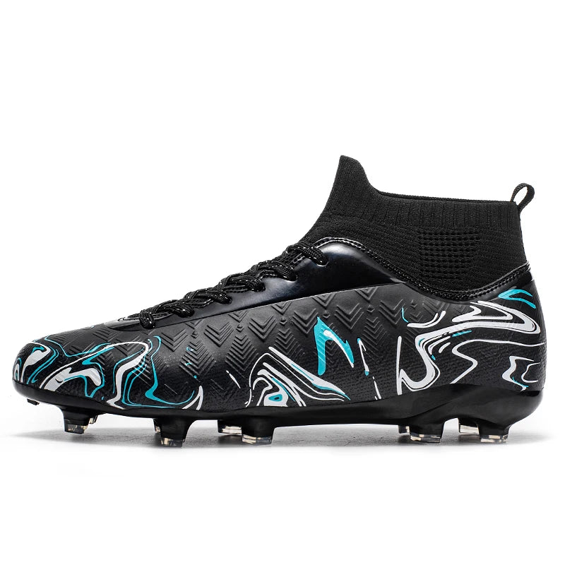 Chaussures de football élégantes à tige haute, design robuste avec crampons longs, résistantes à l'usure et antidérapantes pour l'entraînement sportif en extérieur
