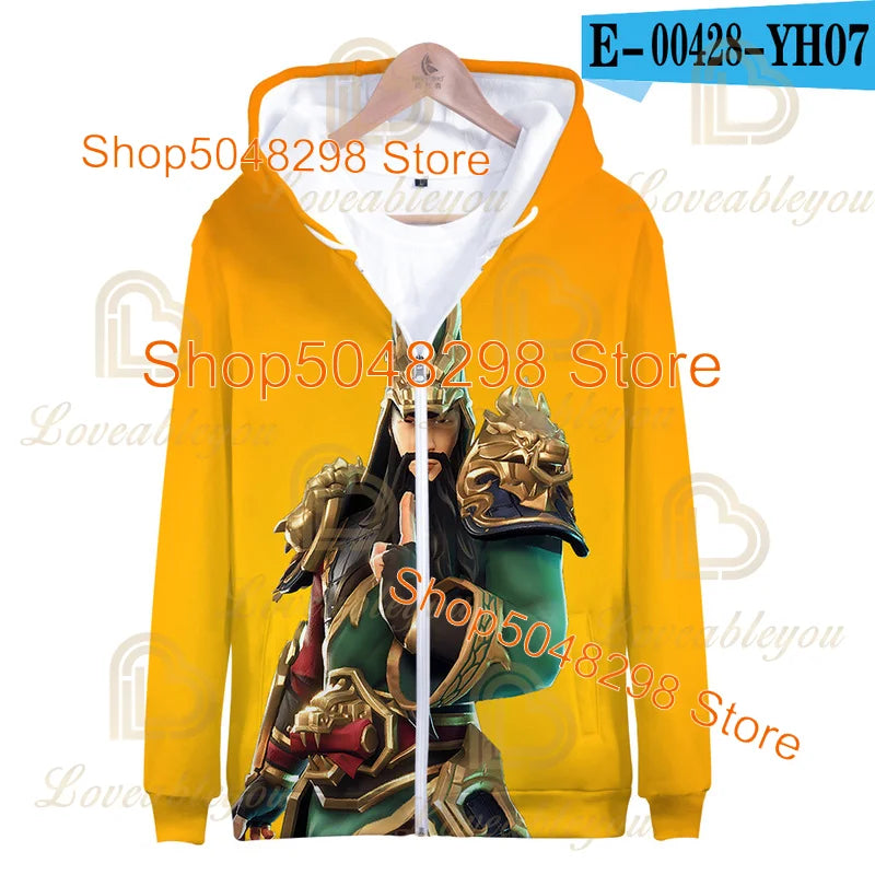 Sweatshirt Fortnite para Adultos e Crianças, Hoodie Infantil com Fecho, Estampado 3D de Jogo, para Rapazes e Raparigas, Estilo Harajuku, Manga Comprida, Roupa para Adolescentes
