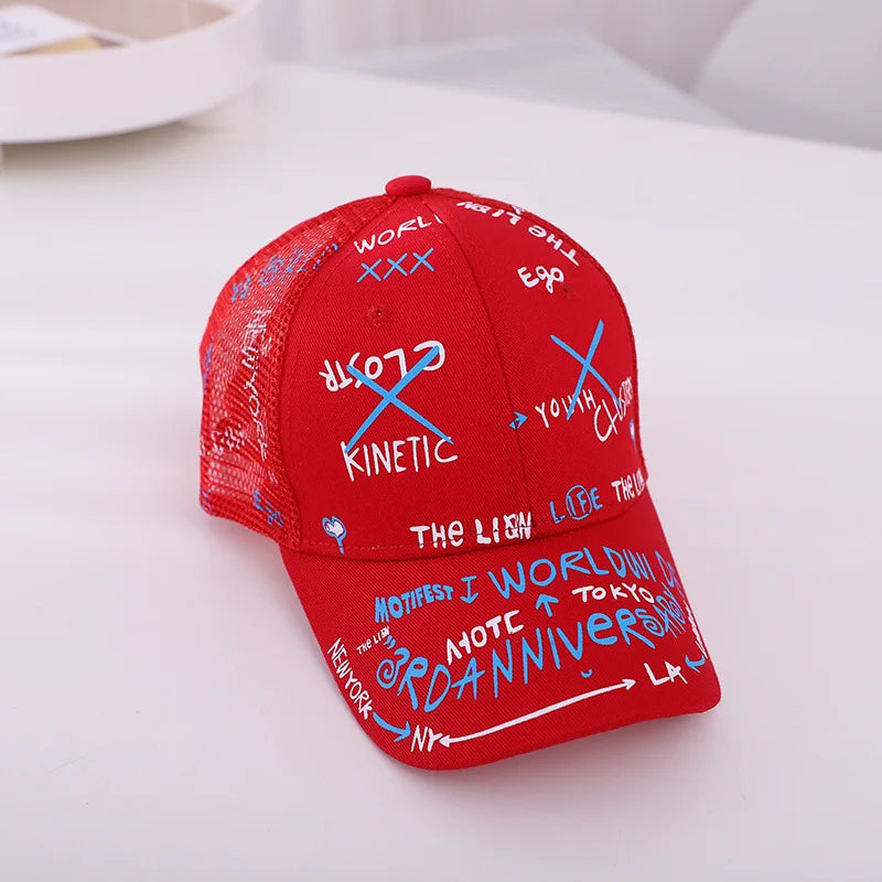 Summer autumn Kid Boy Cartoon Letter Embroidered Baseabll Caps Children Girls Outdoor Leisure Mesh Sport hats