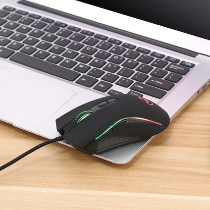 Exklusiv professionell optisk gamingmus med LED-bakgrundsbelysning i 7 klara färger och ergonomisk design, 3200 DPI, för LOL CS-gamers