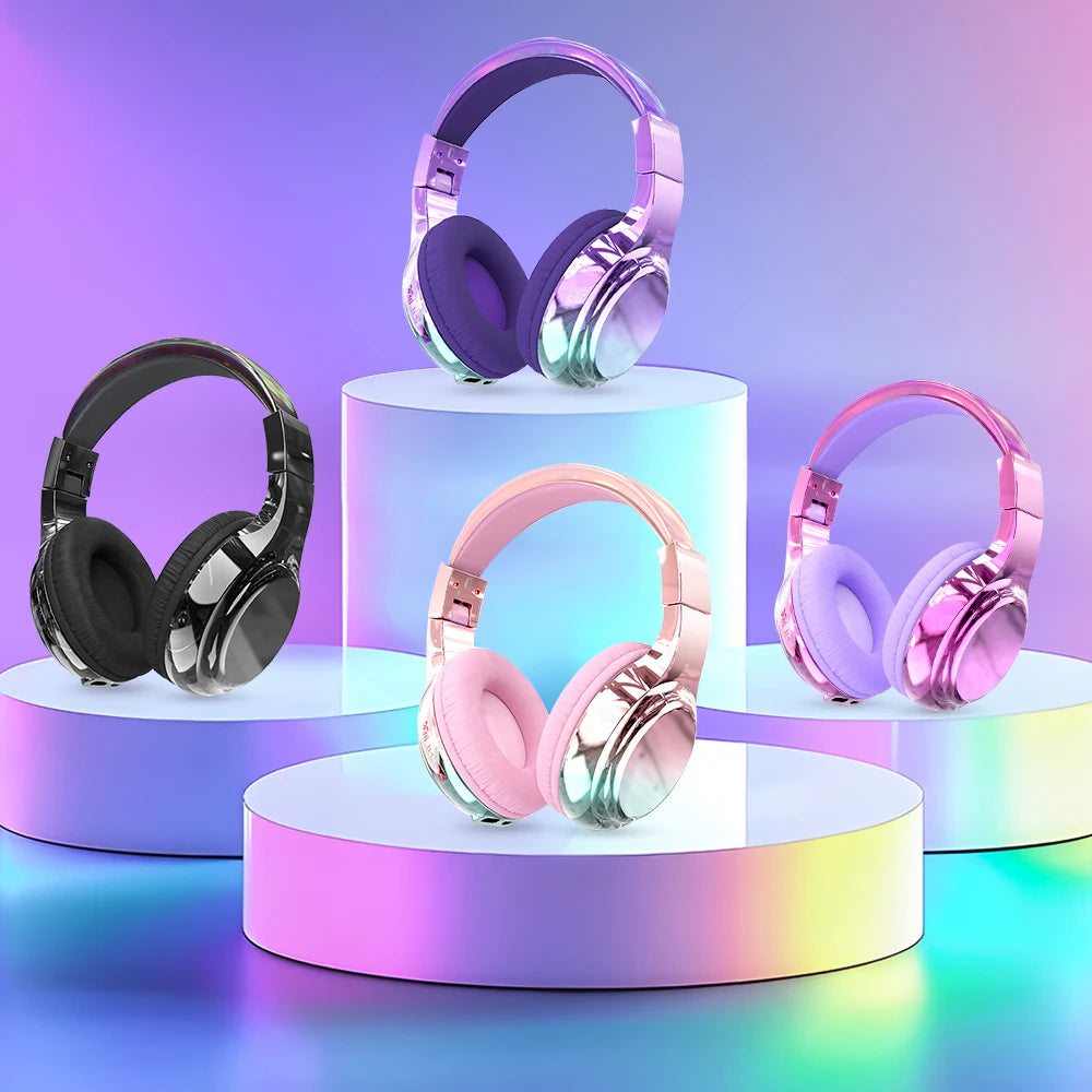 Gradient Kids Bluetooth Headphones Over Ear Girls Wireless Headphones With Mic Foldable Lightweight Headset Forfor School Travel