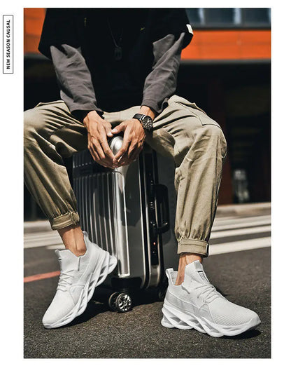 Modische lila Freizeit-Sneaker für Damen und Herren, Blade-Laufschuhe, große Größe 48, leichte, atmungsaktive Sportschuhe für Herren, Mesh-Sneaker