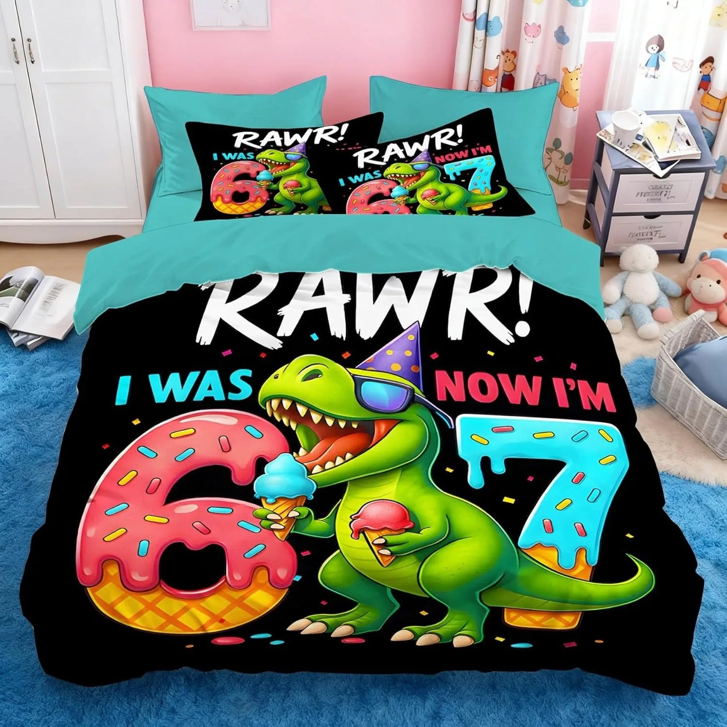 Komplet posteljine s cartoon printom Six Seven 67, 2/3 komada, navlaka za poplun i jastučnica za dom, tinejdžere i odrasle, poklon za dječake i djevojčice