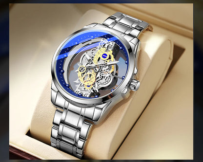 TPW Hot Trendy Fashion Wholesale Men Golden Black Blue Skeleton NOT Automatic Watch Quartz Wrist Watches Luxury 2024
