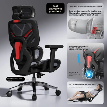Chaise d'ordinateur ergonomique inclinable pour les jeux, assise longue, confortable pour les hommes, maison et café Internet