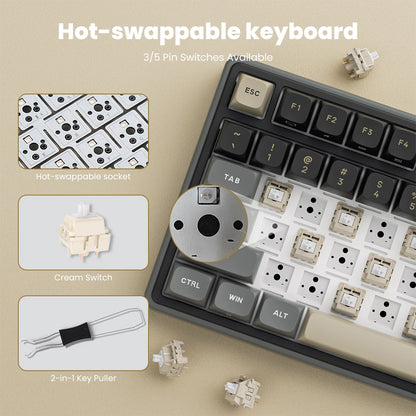 RK ROYAL KLUDGE R98Pro Gasket kabelgebundene mechanische Tastatur, 98 Tasten, RGB, Hot-Swap-fähig, abnehmbarer Button, Gaming-Tastatur mit PBT-Tastenkappen