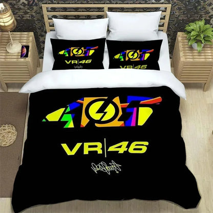 Motorcycle Fleet VR-46 Pattern Quilt Cover With Pillowcases Microfiber 3D Digital Printed Bedding Set Twin Full Queen King